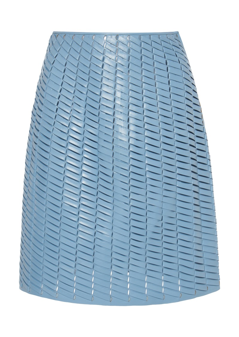 Bottega Veneta - Woven Leather Mini Skirt - Blue - IT 40 - Moda Operandi
