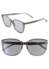 Bottega Veneta 56mm Cat Eye Sunglasses in Grey/Grey at Nordstrom