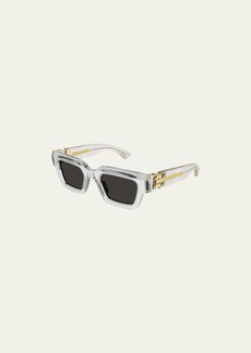 Bottega Veneta Acetate Rectangle Sunglasses With Hardware Accents