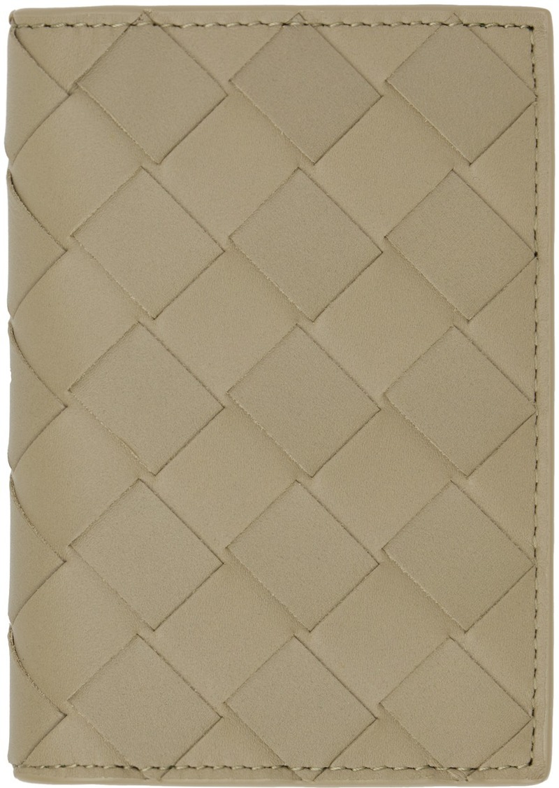 Bottega Veneta Beige & Green Flap Card Holder