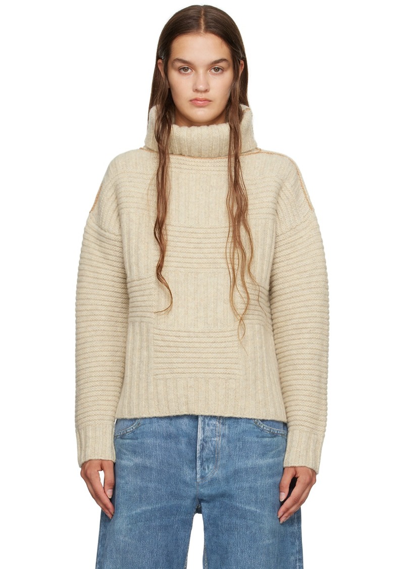 Bottega Veneta Beige Intreccio Turtleneck