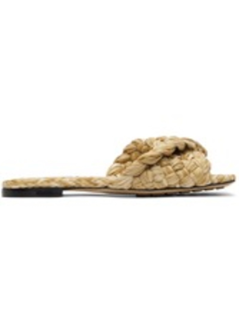 Bottega Veneta Beige Raffia Stretch Flat Sandals