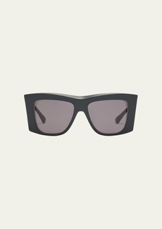 Bottega Veneta Beveled Acetate Rectangle Sunglasses