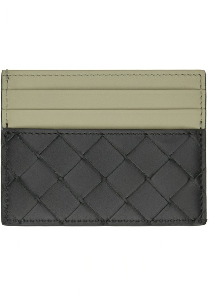 Bottega Veneta Black & Green Intrecciato Card Holder