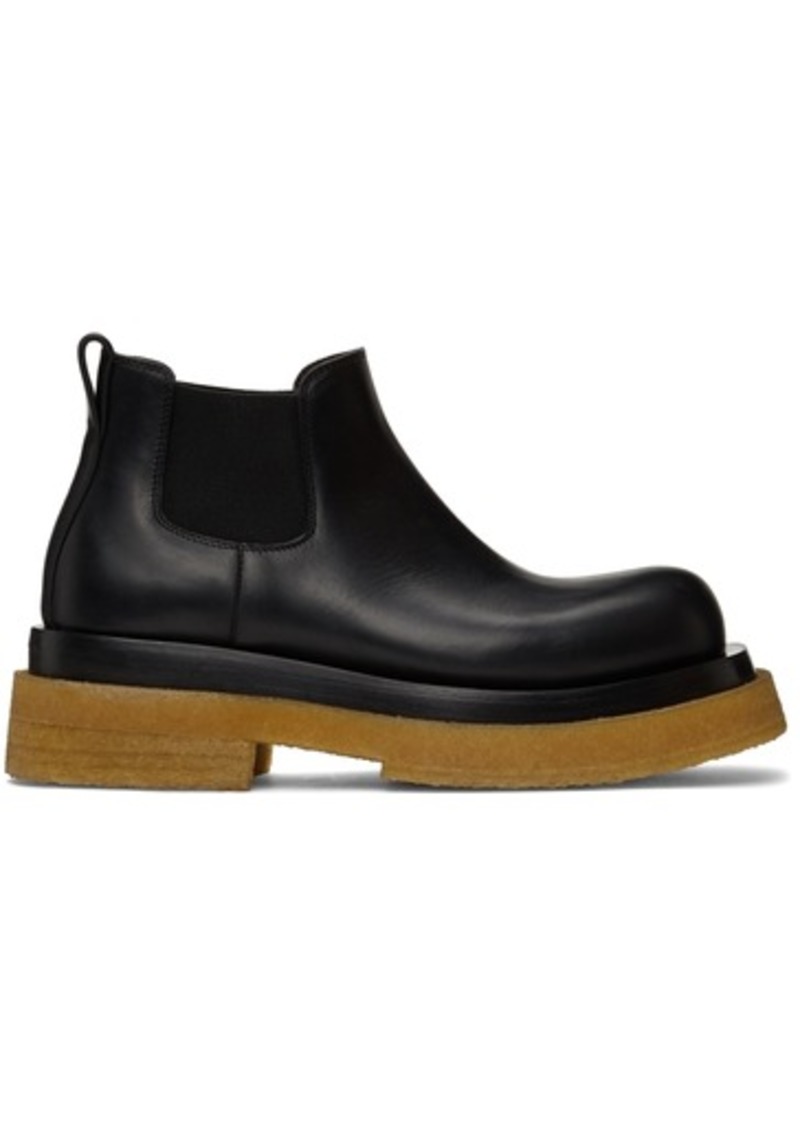 Bottega Veneta Black & Tan Crepe Sole Low Lug Chelsea Boots