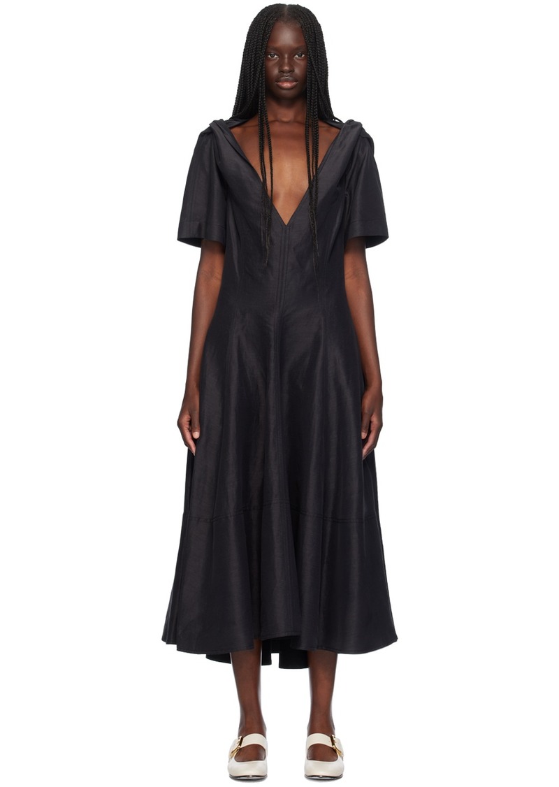 Bottega Veneta Black Fluid Midi Dress