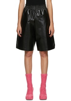 Bottega Veneta Black Leather Shiny Shorts