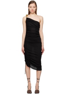 Bottega Veneta Black Ruched Midi Dress