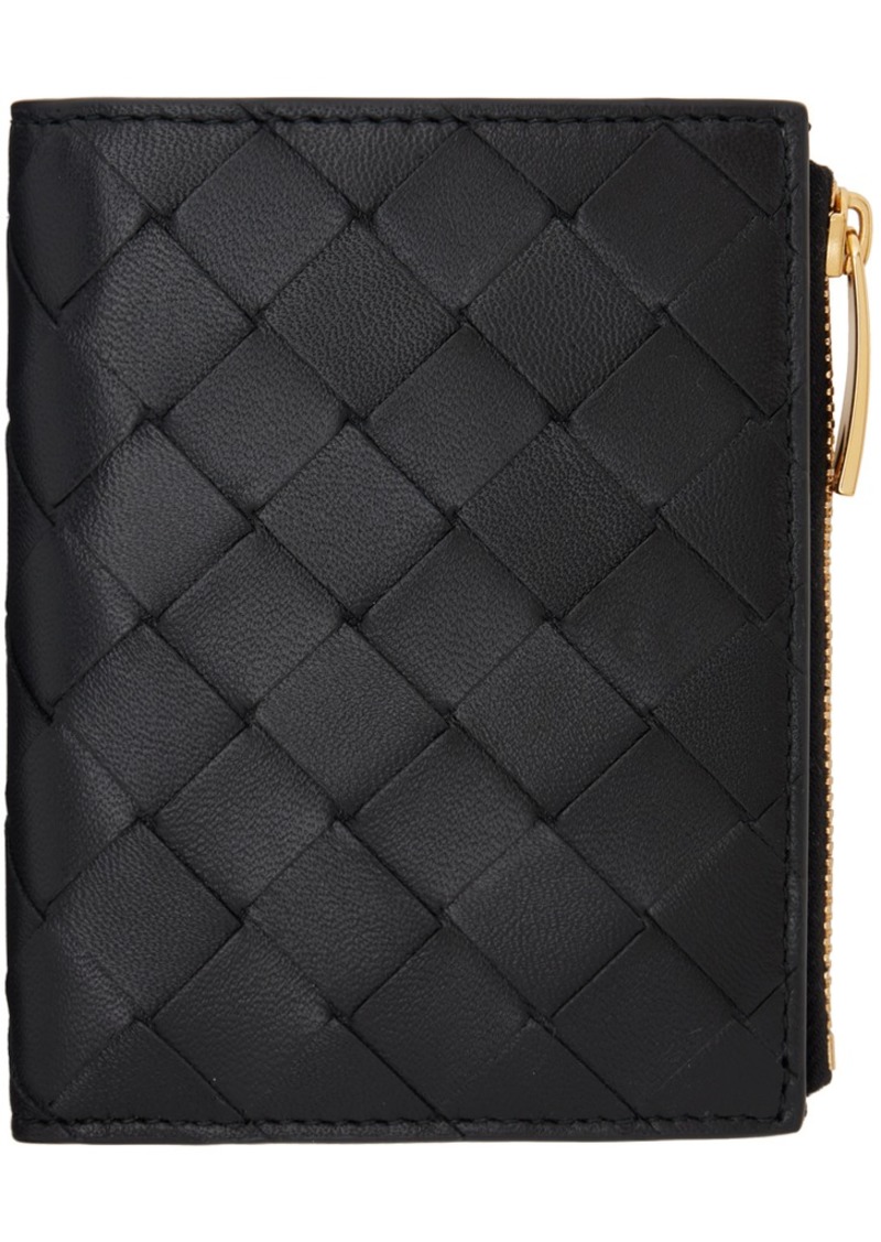 Bottega Veneta Black Small Intrecciato Bi-Fold Zip Wallet