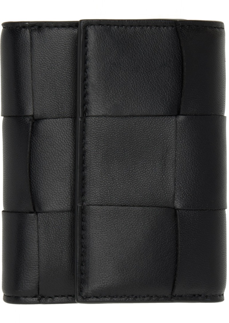 Bottega Veneta Black Trifold Zip Wallet