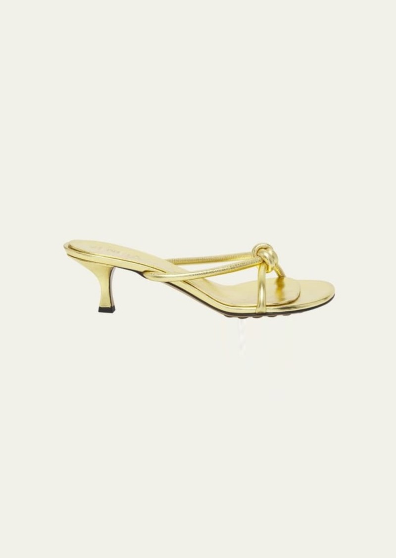 Bottega Veneta Blink Metallic Knot Slide Sandals