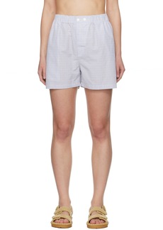 Bottega Veneta Blue Checked Shorts