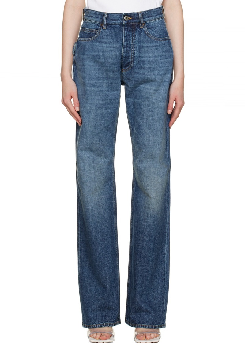 Bottega Veneta Blue High Rise Straight Jeans