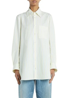 Bottega Veneta Bold Stripe Cotton & Linen Button-Up Shirt