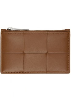 Bottega Veneta Brown & Navy Cassette Zippered Card Holder