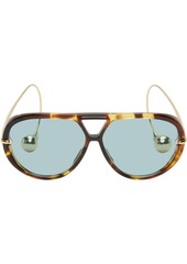 Bottega Veneta Brown Drop Aviator Sunglasses