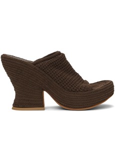 Bottega Veneta Brown Knit Wedge Sandals