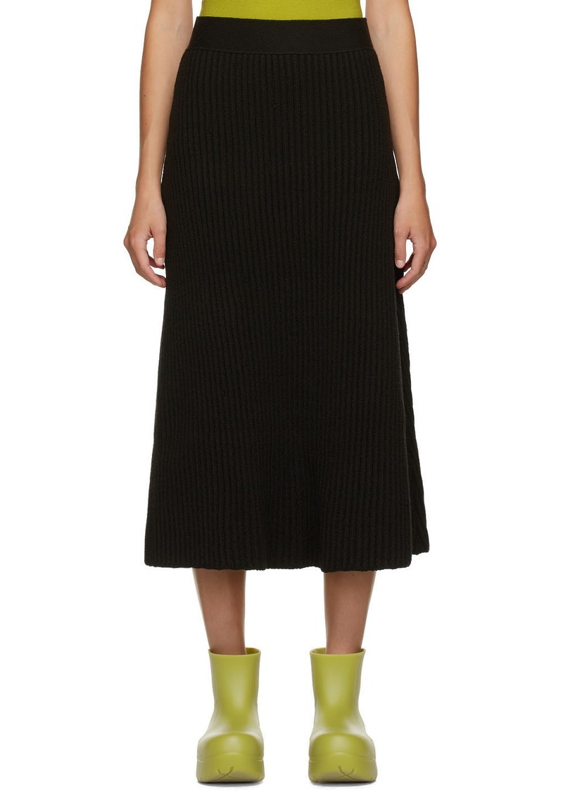 Bottega Veneta Brown Rib Distorted Mid-Length Skirt