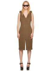 Bottega Veneta Brown V-Neck Midi Dress