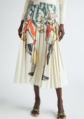 Bottega Veneta Burattino Print Pleated Midi Skirt