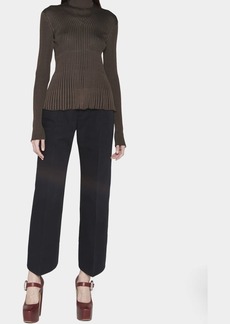 Bottega Veneta Button-Keyhole Turtleneck Plisse Knit Sweater