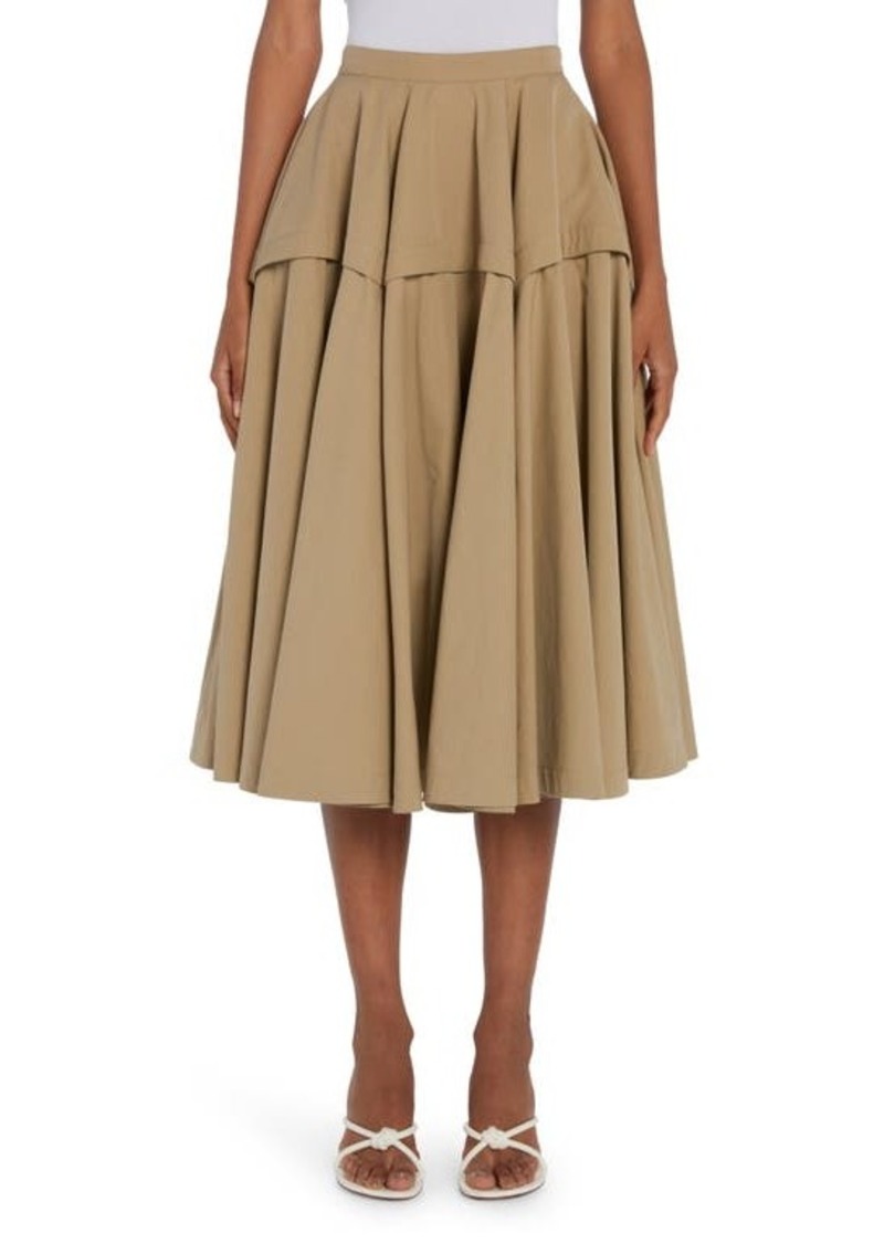 Bottega Veneta Compact Cotton Blend Twill Midi Skirt