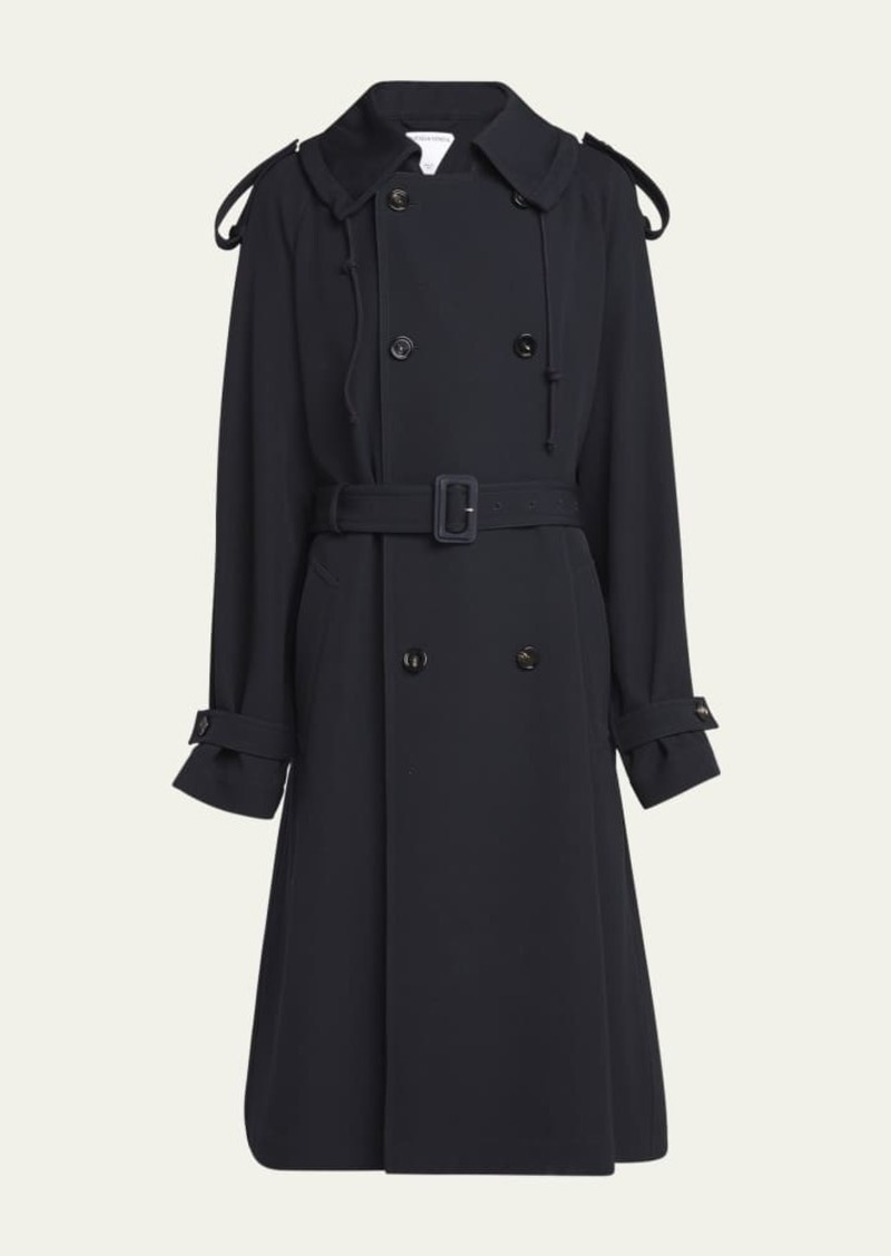 Bottega Veneta Compact Wool Gabardine Belted Trench Coat