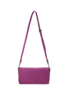 Bottega Veneta Dahila Clutch Crossbody Bag In Pink Intrecciato Leather