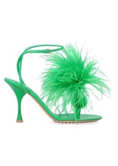 BOTTEGA VENETA DOT LEATHER SANDALS WITH FEATHERS