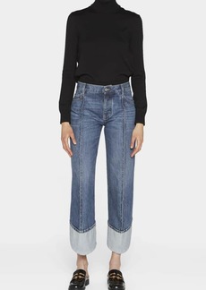 Bottega Veneta Exposed Seam Curved-Leg Denim Trousers