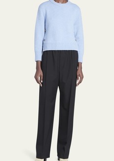Bottega Veneta Felted Wool Knit Sweater with Side Buttons