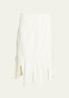 Bottega Veneta Fluid Stretch Striped Asymmetric Cutaway Midi Skirt