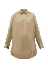 Bottega Veneta Gathered-shoulder silk-satin shirt