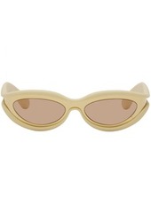 Bottega Veneta Gold & Beige Oval Acetate Sunglasses