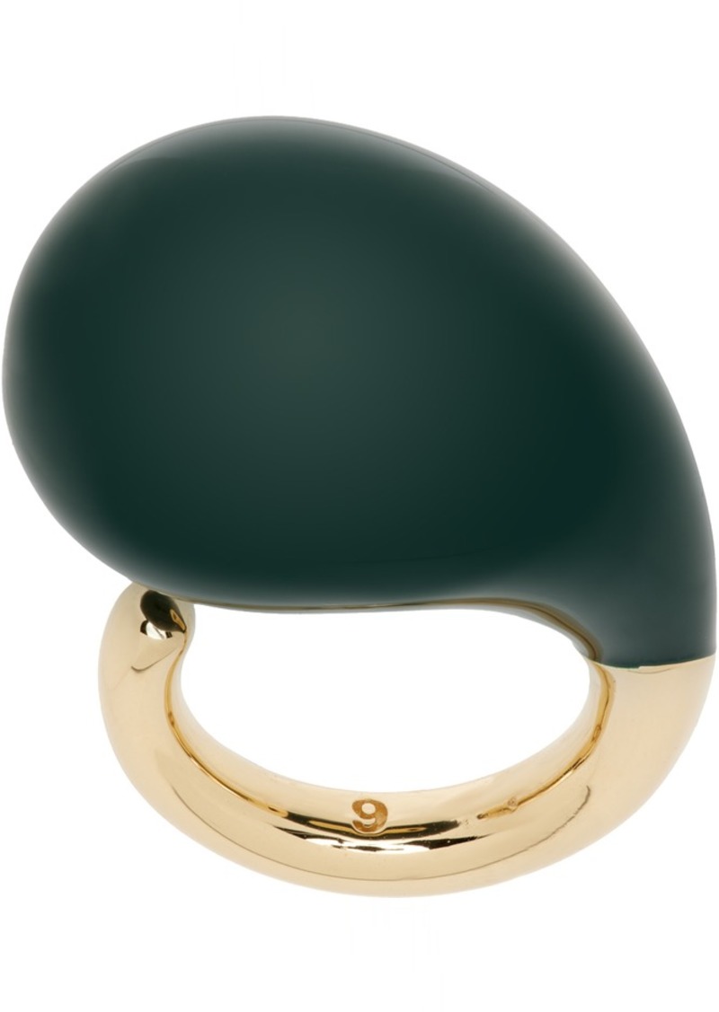 Bottega Veneta Gold & Green Drop Ring