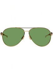 Bottega Veneta Gold & Green Sardine Aviator Sunglasses