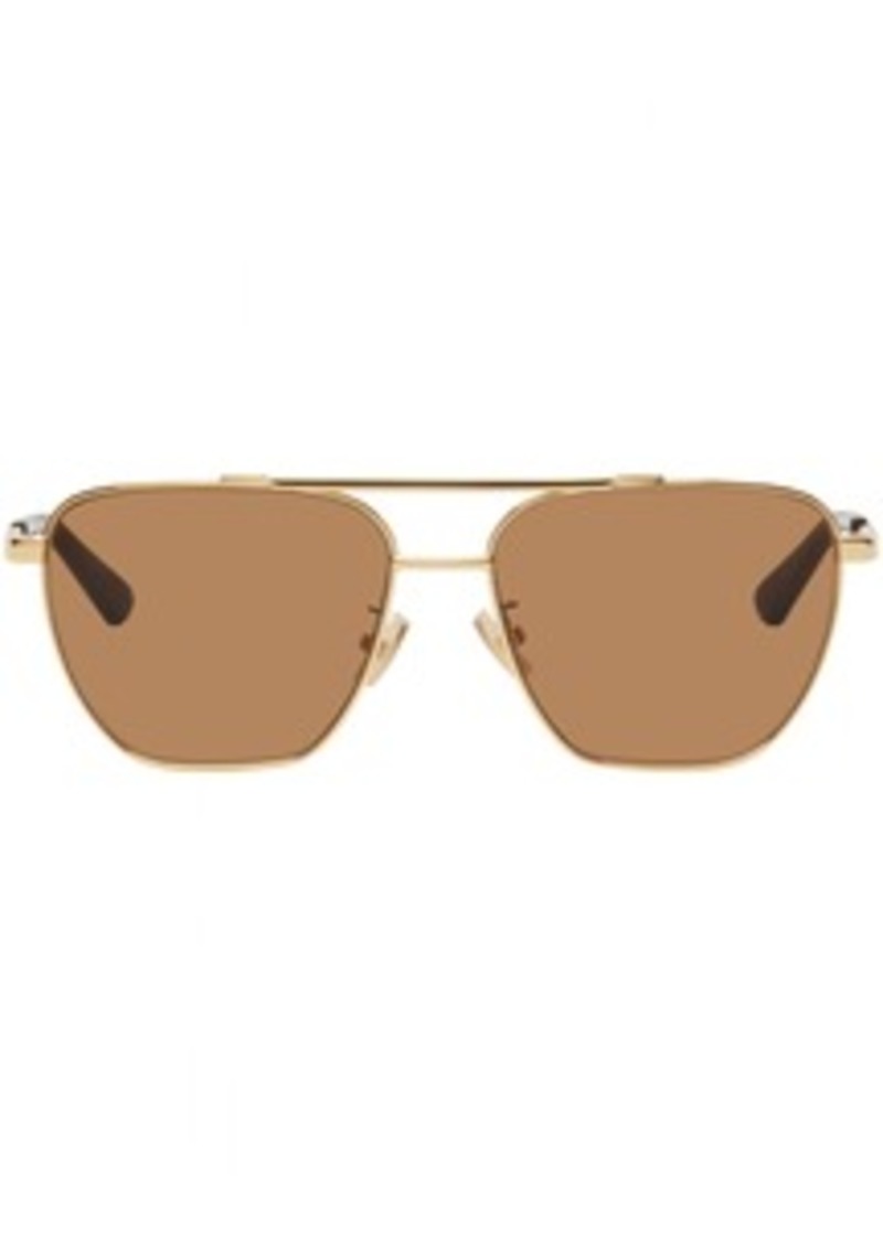 Bottega Veneta Gold Aviator Sunglasses