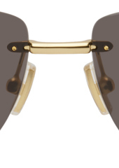 Bottega Veneta Gold Rectangular Sunglasses