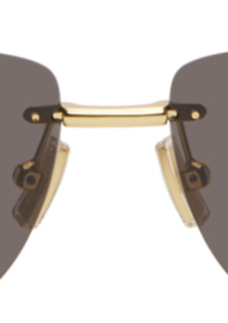 Bottega Veneta Gold Rectangular Sunglasses