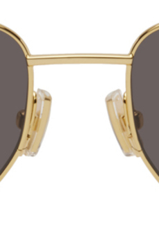 Bottega Veneta Gold Split Oval Metal Sunglasses
