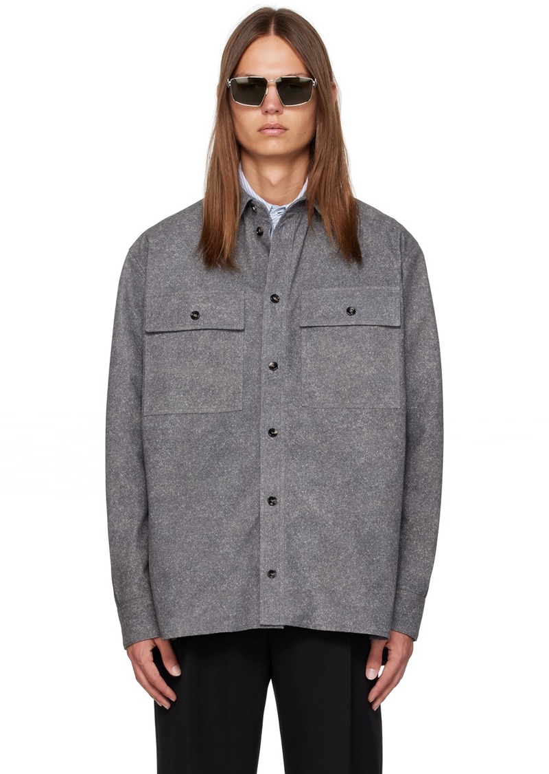 Bottega Veneta Gray Printed Leather Shirt