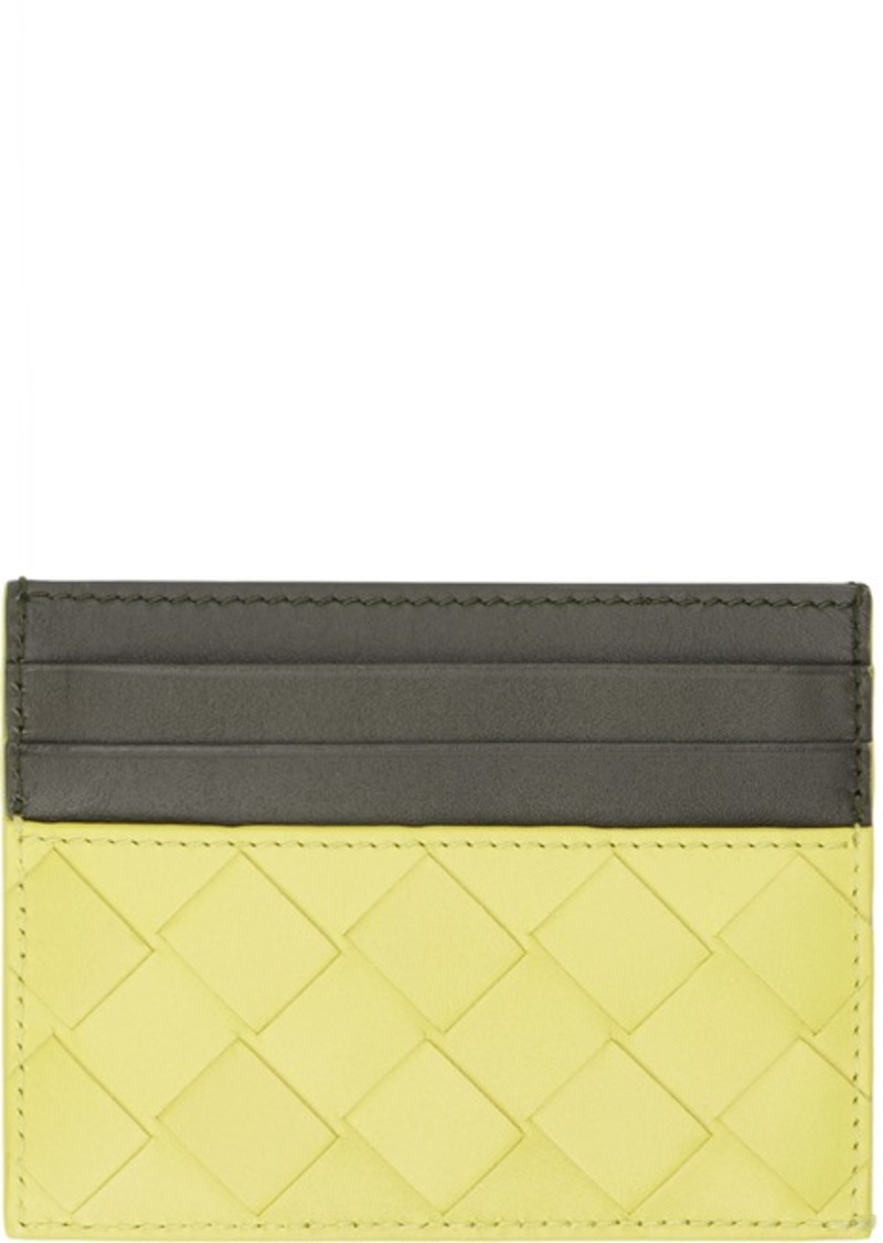 Bottega Veneta Green & Khaki Intrecciato Card Holder