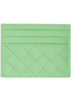 Bottega Veneta Green Intrecciato Credit Card Holder