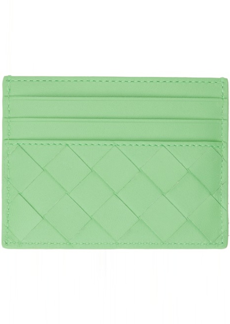 Bottega Veneta Green Intrecciato Credit Card Holder