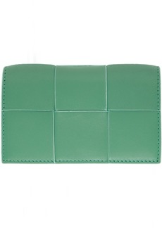 Bottega Veneta Green Intreccio Card Holder