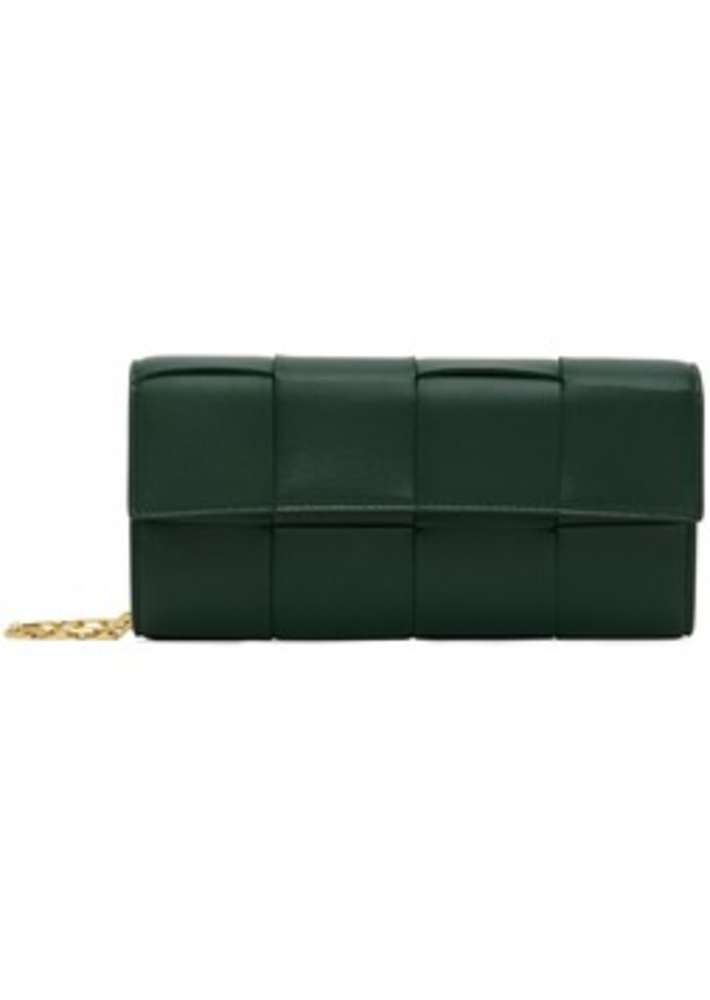 Bottega Veneta Green Intreccio Cassette Chain Bag