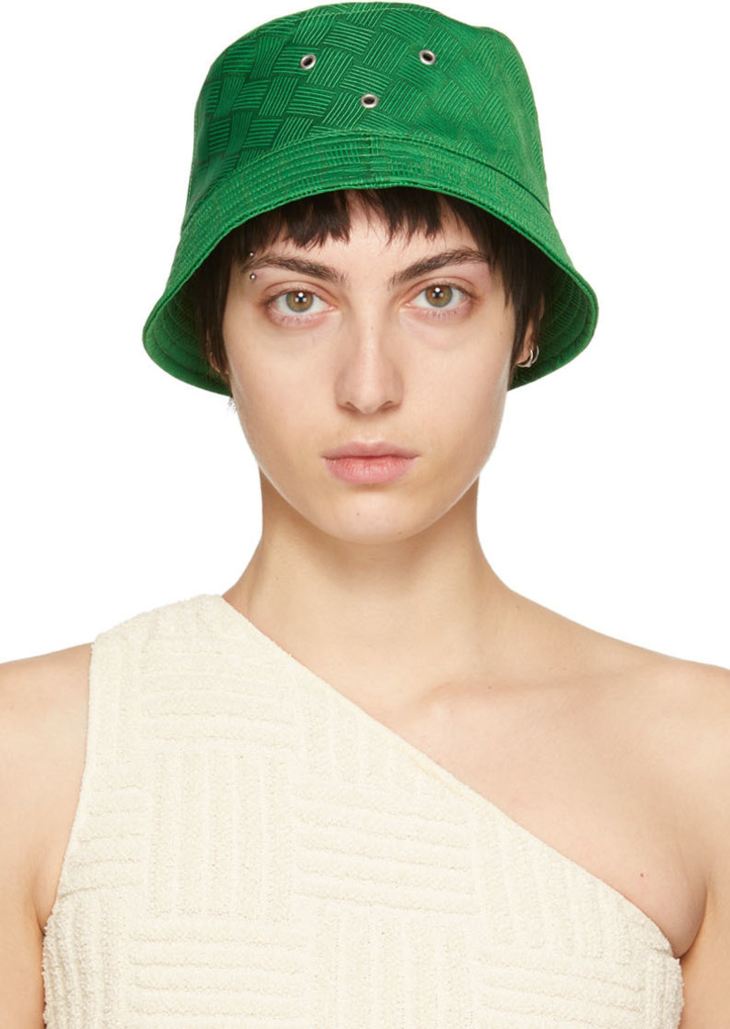 Bottega Veneta Green Intreccio Jacquard Bucket Hat