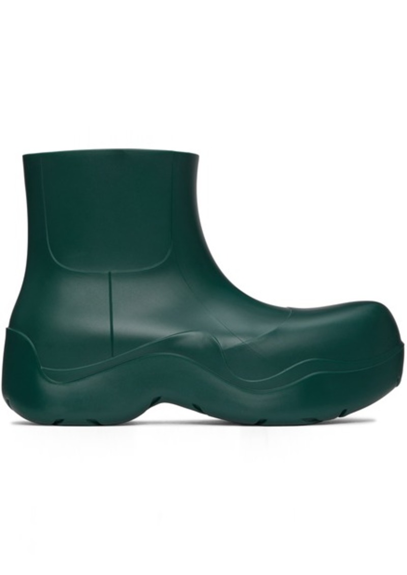 Bottega Veneta Green Matte Puddle Chelsea Boots