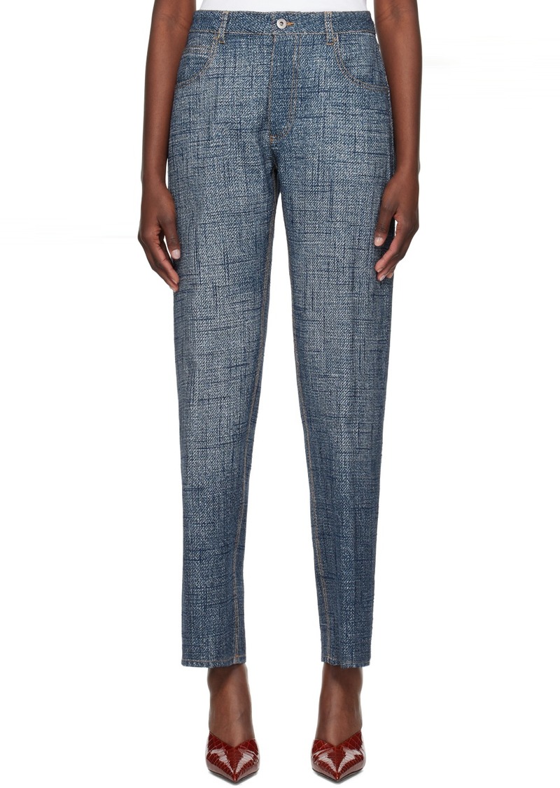 Bottega Veneta Indigo & White Printed Trousers