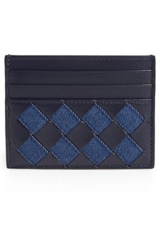Bottega Veneta Intrecciato Denim & Leather Card Case